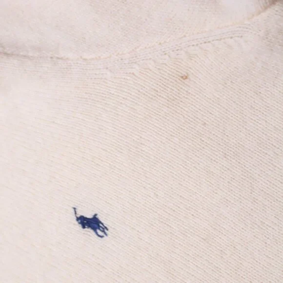Polo Ralph Lauren Lambswool Knit Sweater Cream Mens L Waist Length